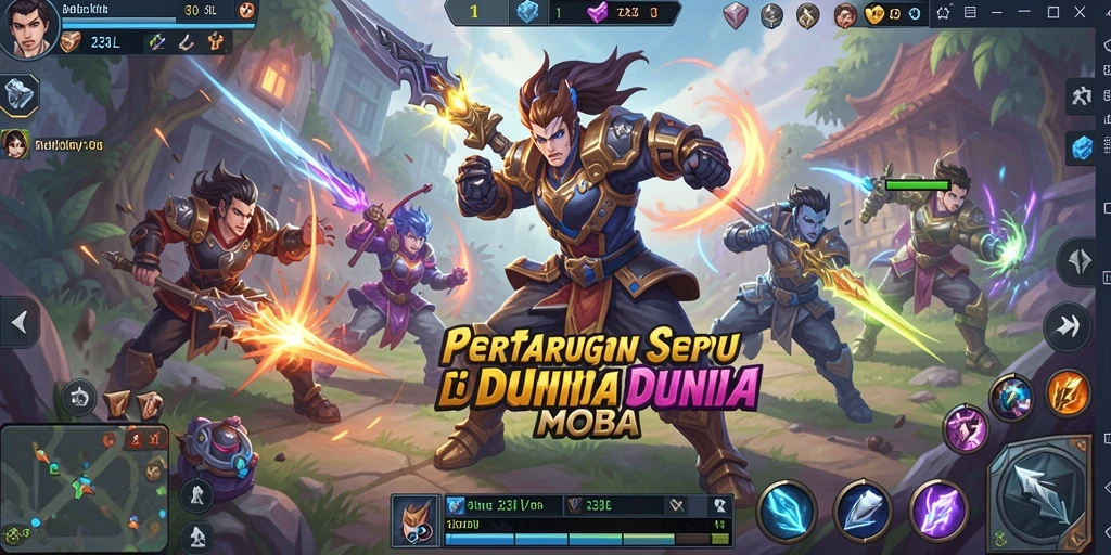 Gameplay seru dalam 33L dengan pertarungan hero MOBA.