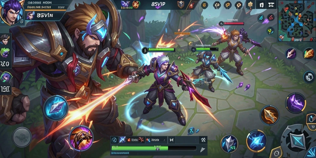 Tampilan gameplay sensasional dalam arena MOBA.