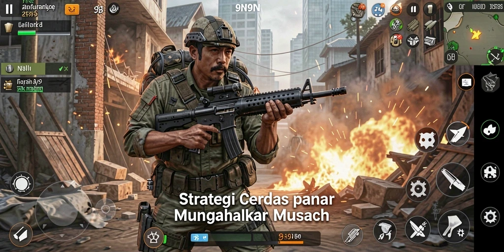 Tampilan gameplay dari <strong>9N9N</strong> yang menegangkan dan strategis.