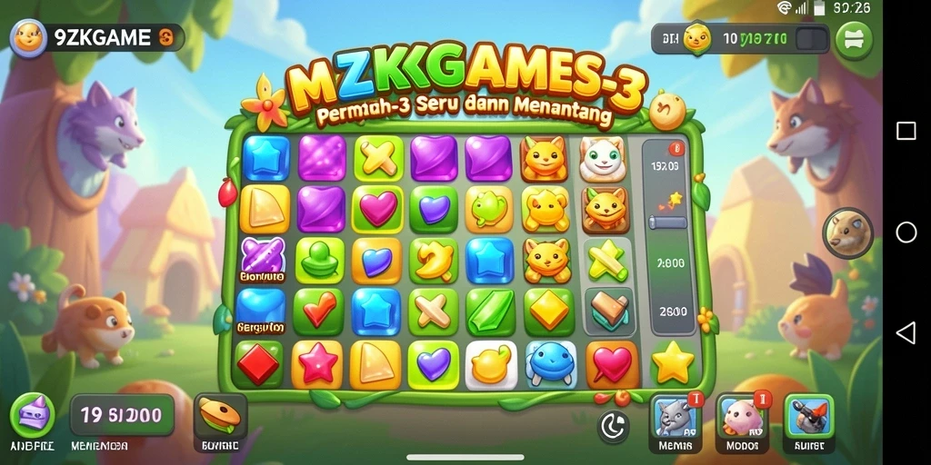 Tampilan gameplay seru dalam 9ZKGAMES dengan kombinasi warna-warni.