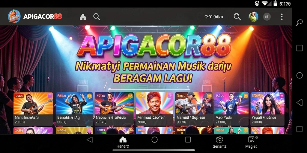 Tangkapan layar gameplay APIGACOR88 dengan tampilan musik yang menarik.