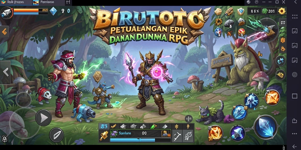 Screenshot gameplay BIRUTOTO yang menunjukkan aksi pertempuran RPG.