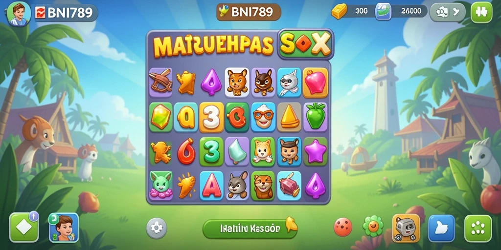 Tampilan gameplay seru BNI789 dengan tantangan Match-3.