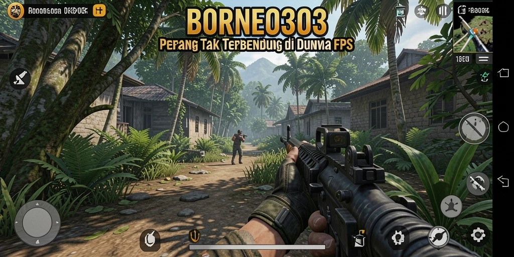 Tampilan gameplay intens dari BORNEO303 dalam pertempuran FPS.