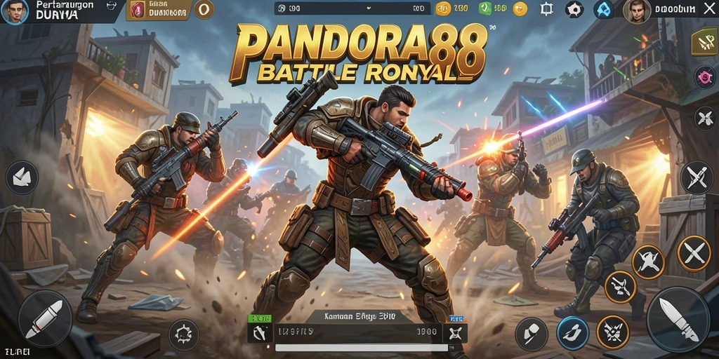Screenshot menampilkan aksi intens dalam permainan Battle Royale PANDORA88.