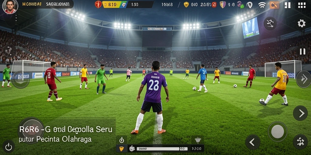 Gameplay R6R6 menampilkan aksi sepak bola yang mendebarkan dan grafis yang tajam.