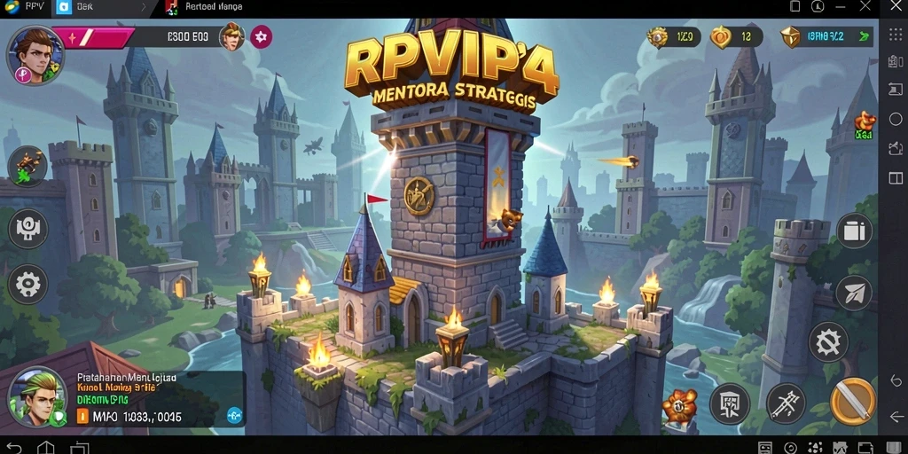 Tampilan gameplay Tower Defense yang menarik dalam RPVIP4 dengan strategi menara.