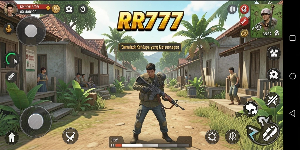 Tampilan gameplay RR777 dengan interaksi karakter yang realistis.