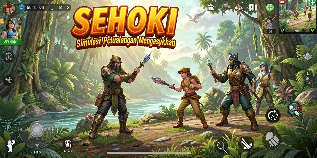 Tampilan gameplay SEHOKI yang menarik dalam simulasi petualangan.