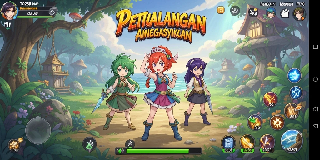 Tangkapan layar utama TO288 menunjukkan karakter Anime dalam pertarungan seru.