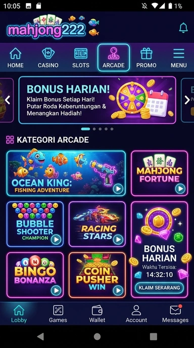 Antarmuka pengguna aplikas Mahjong222 yang intuitif dan mudah dinavigasi.